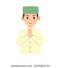 Cute Boy Folding Hands Vector Illustration