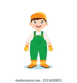 Lindo chico jardinero. Ilustración vectorial