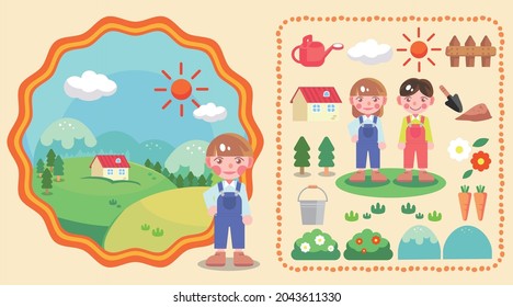cute boy and girl in cabin