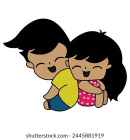 Cute boy and girl Cartoon illustration