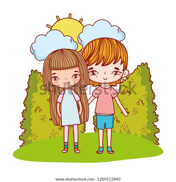 Cute Boy Girl Cartoons Stock Vector (royalty Free) 1200512860 