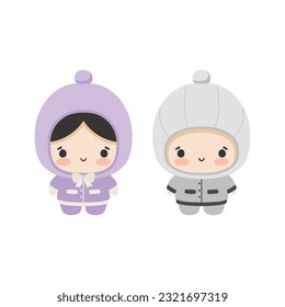 cute boy and girl child illustration vector white background