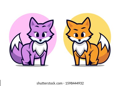 Cute boy   girl fox mascot illustration