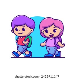 Cute Boy And Girl Go To School Cartoon Vector Icon
Illustration. People Education Icon Concept Isolated Premium
Vector. Flat Cartoon Style