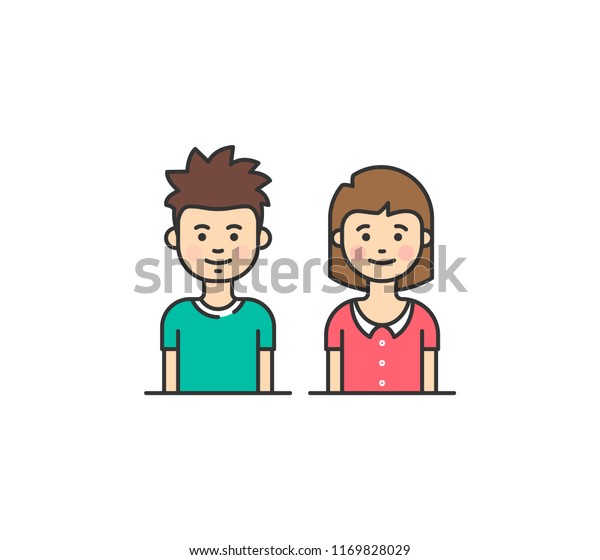 Cute Boy Girl Halflength Portrait On Stock Vector Royalty Free