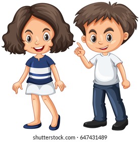 Cute boy and girl with happy face illustration