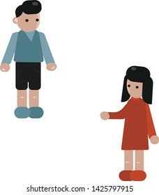 Cute boy and girl  holding hands. hand drawn style vector design illustrations.couple avatar characters icons 