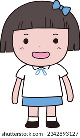 Cute boy  girl in school vector art