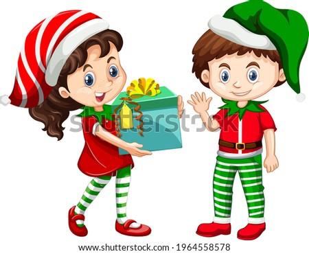 Similar – Image, Stock Photo Child Wearing Christmas Santa Claus Hat and beard on yellow background