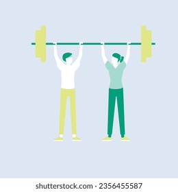 cute boy and girls fitness lifting big weights
