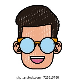 Cute boy with glasses cartoon