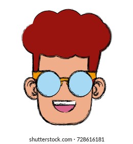 Cute boy with glasses cartoon