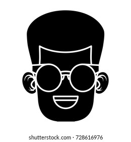 Cute boy with glasses cartoon