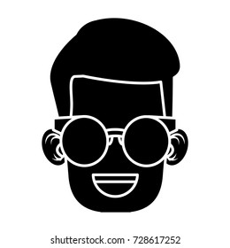 Cute boy with glasses cartoon