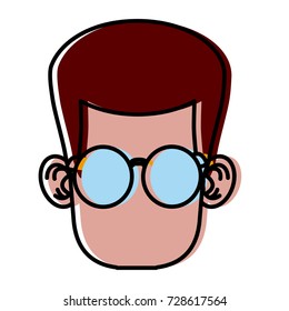 Cute boy with glasses cartoon