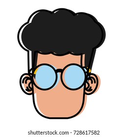 Cute boy with glasses cartoon