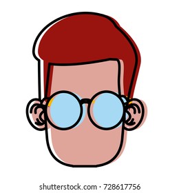 Cute boy with glasses cartoon