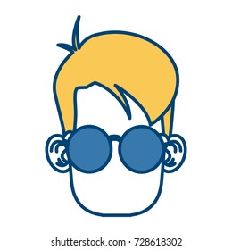 Cute boy with glasses cartoon
