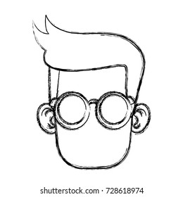 Cute boy with glasses cartoon