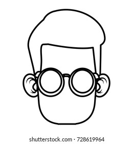 Cute boy with glasses cartoon