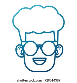 Cute boy with glasses cartoon