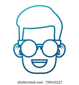 Cute boy with glasses cartoon