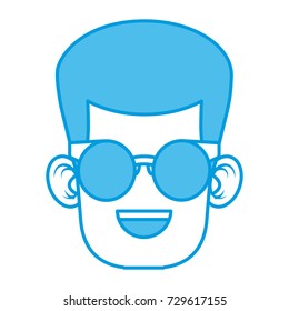 Cute boy with glasses cartoon