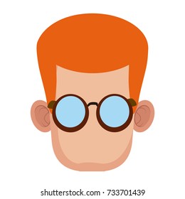 Cute boy with glasses cartoon