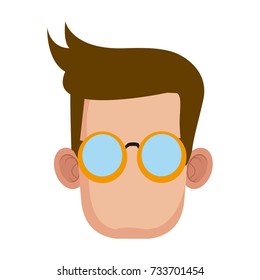 Cute boy with glasses cartoon