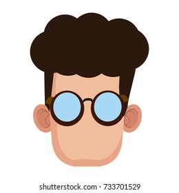 Cute boy with glasses cartoon