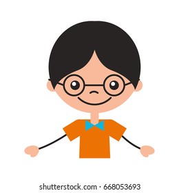 cute boy with glasses character icon