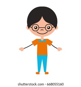 cute boy with glasses character icon
