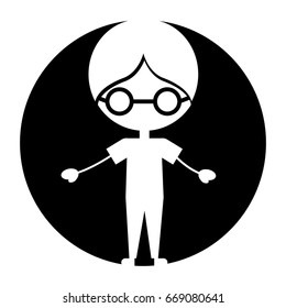 cute boy with glasses character icon