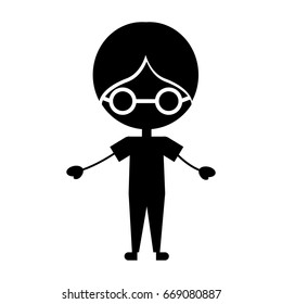 cute boy with glasses character icon