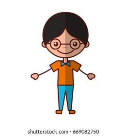 cute boy with glasses character icon
