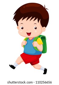 Cute boy go to school