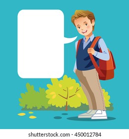 Cute boy go to school