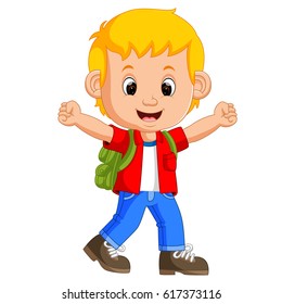 Cute boy go to school