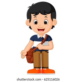 Cute boy go to school