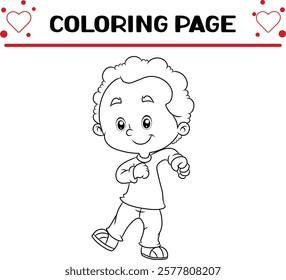 cute boy go school coloring page for kids