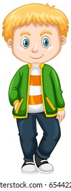Cute boy in green jacket illustration