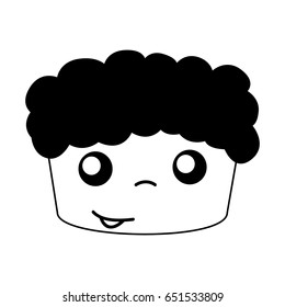 cute boy head drawing icon