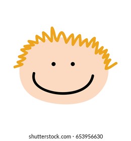 cute boy head drawing icon