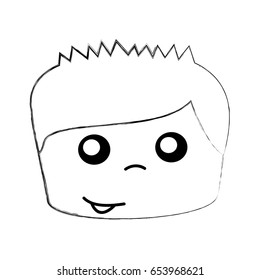 cute boy head drawing icon