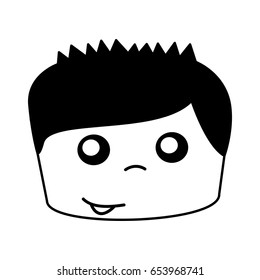 cute boy head drawing icon