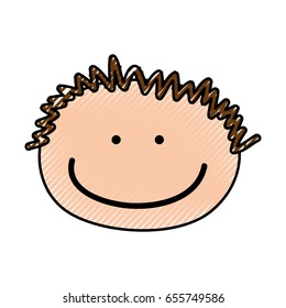 cute boy head drawing icon