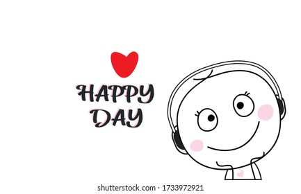 chico lindo con auriculares   vector de dibujos animados eps.10