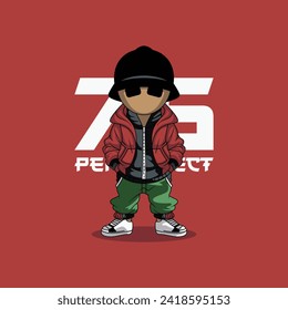 cute boy hip hop character logo mascot