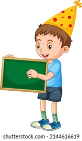 Cute boy holding blank board illustration