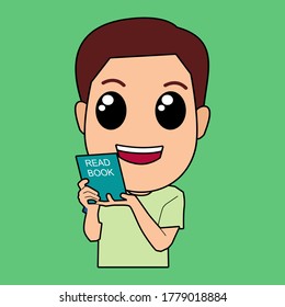 Cute boy holding a book in his hand